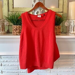 CAbi Cotton & Linen Blend Red Siren Sweater Vest Knit Size M Style #5012
